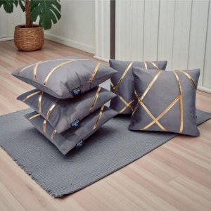 Grey Besur velvet cushion cover pack of 5 by Zikrak Home