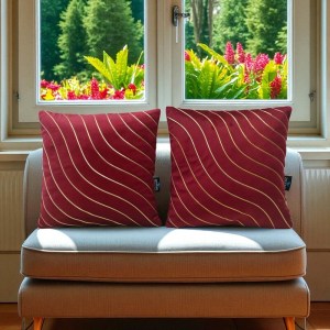 Zikrak Home mehrun velvet cushion cover set of 5, 22x22 inch luxury wave design velvet cushion covers for sofa and living room décor