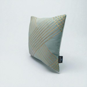 Aqua velvet cushion cover 26x26 inch with golden grid geometric design, oversized luxury cushion cover pack of 5 by Zikrak Home